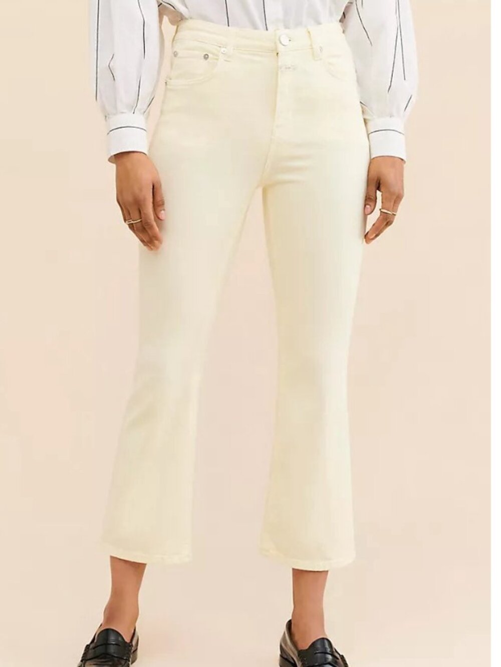 CLOSED NWT Hi-Sun Crop Flare Jeans Cream Yellow Size 27